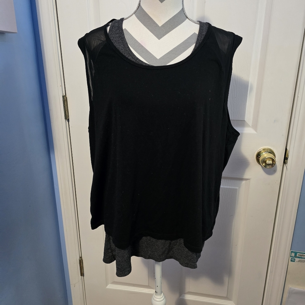 Tangerine Layered Activewear Tank Top - Size XXL
